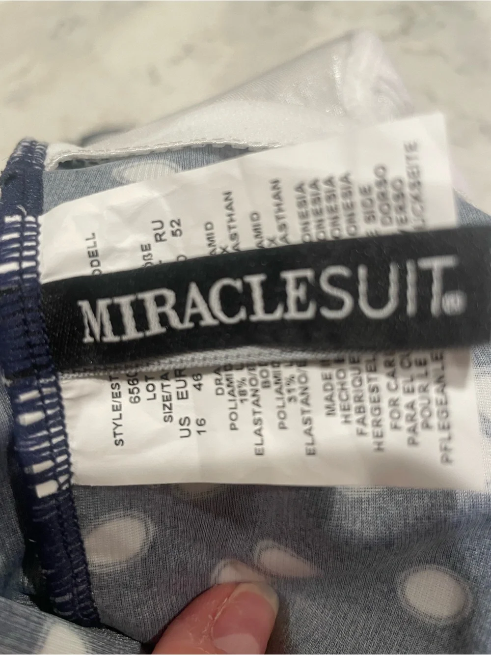 Miraclesuit Navy and White Polka Dot One-Piece Swimsuit